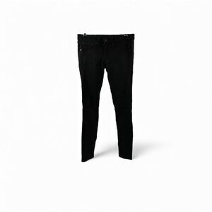 Rag & Bone Black Moto Jeans with Leather Accents in Blackout Size 27